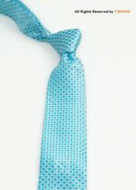Sky Blue Silk Tie Micro Check - T-192 - Image 2