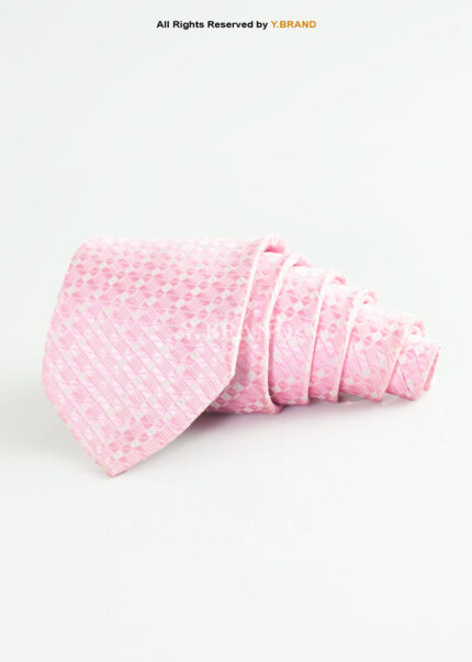 Light Pink Silk Tie Diamond Pattern - T-193