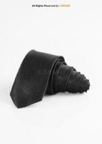 Black Silk Tie Subtle Geometric Texture - T-195 - Image 2