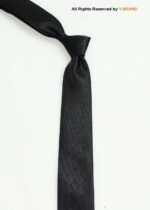 Black Silk Tie Subtle Geometric Texture - T-195 - Image 2