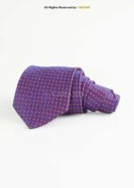 Blue & Red Silk Tie Geometric Pattern - T-196 - Image 2