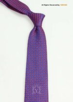 Blue & Red Silk Tie Geometric Pattern - T-196 - Image 2