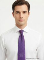 Blue & Red Silk Tie Geometric Pattern - T-196