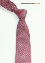 Red, White & Blue Silk Tie Micro Geometric Pattern - T-197 - Image 2