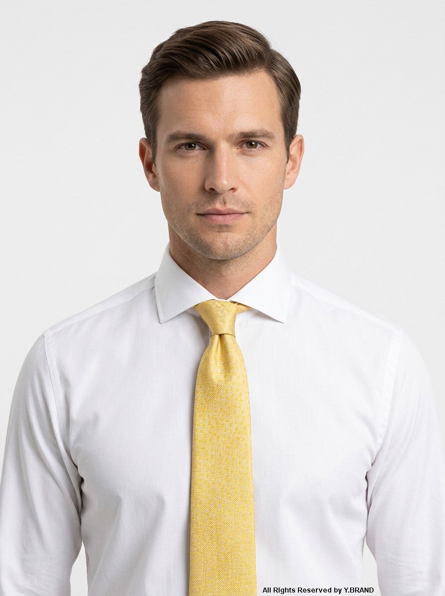 T-198c Yellow Silk Tie Floral Texture - T-198 - Image 1