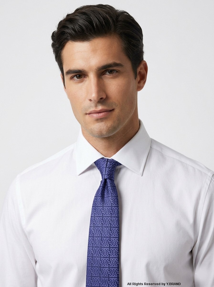 T-199b Purple Silk Tie Geometric Pattern - T-199 - Image 1