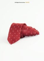 Red Silk Tie Mini Square Pattern - T-200 - Image 2