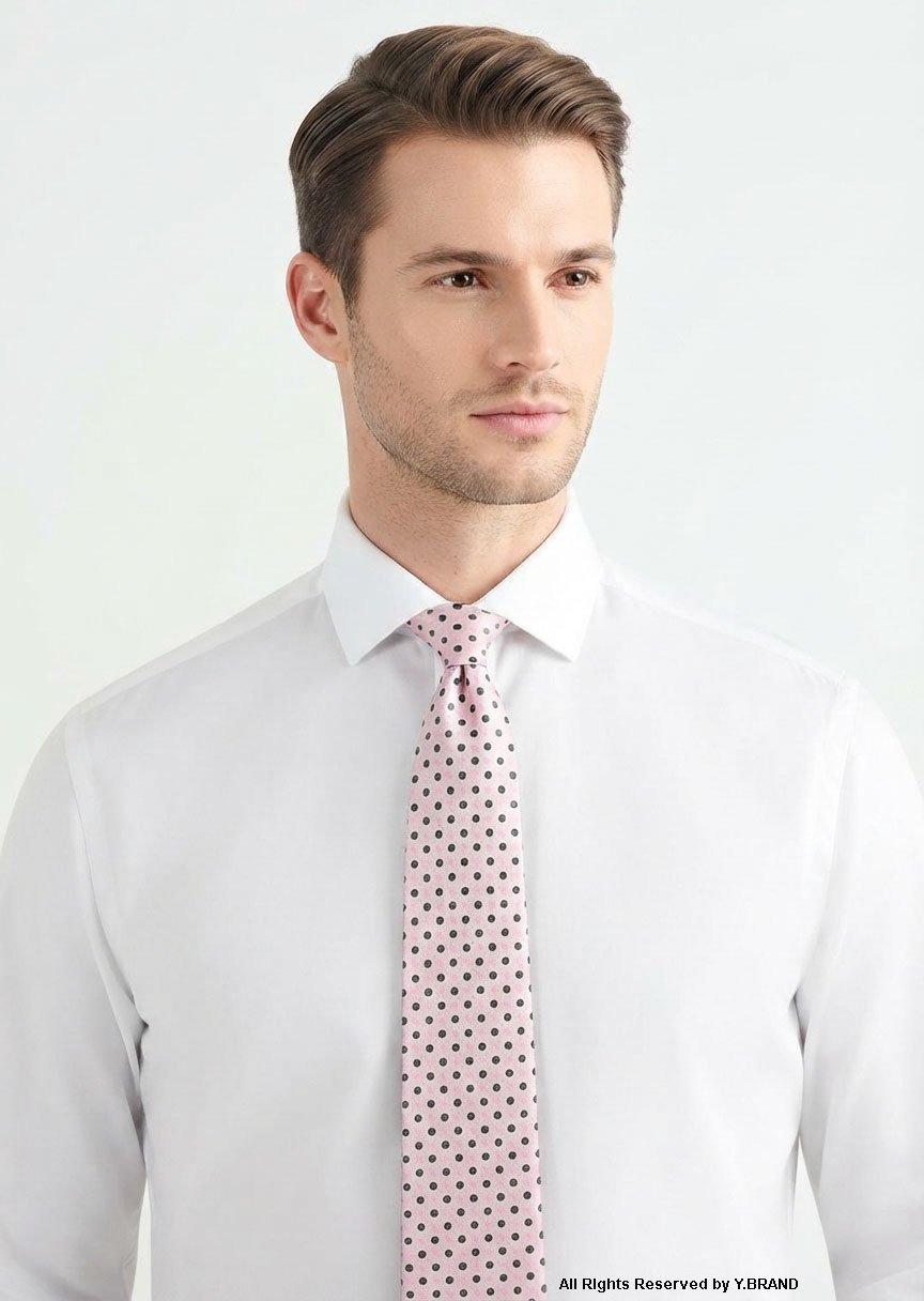 T-202b Light Pink Silk Tie Polka Dots - T-202 - Image 1