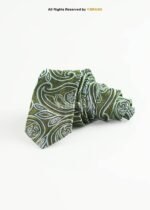 Olive Green Silk Tie Paisley Pattern - T-204 - Image 2