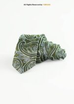 Olive Green Silk Tie Paisley Pattern - T-204