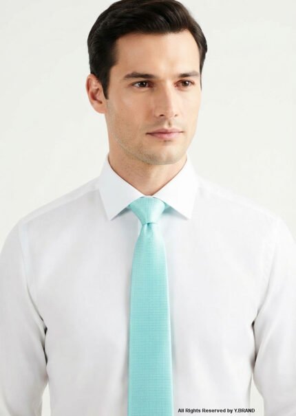 Mint Green Silk Tie Micro Check Pattern - T-205