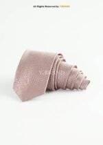 Champagne Beige Silk Tie Micro Grid Pattern - T-206 - Image 2