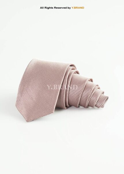 Champagne Beige Silk Tie Micro Grid Pattern - T-206