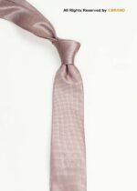 Champagne Beige Silk Tie Micro Grid Pattern - T-206 - Image 2