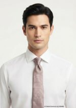 Champagne Beige Silk Tie Micro Grid Pattern - T-206