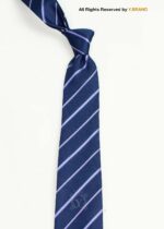 Navy Blue Tie Diagonal Stripe Woven - T-211 - Image 2
