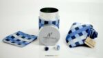 Blue and Navy Square PatternTie And Cufflink Gift Set-TS-013