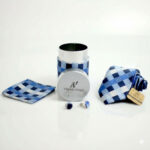 Blue and Navy Square PatternTie And Cufflink Gift Set-TS-013 - Image 2
