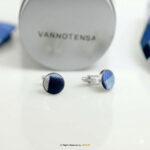 Blue and Navy Square PatternTie And Cufflink Gift Set-TS-013 - Image 3