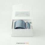 Light Blue Geometric Tie Gift Set: Necktie, Pocket Square & Cufflinks TS-1072 - Image 3