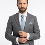 Light Blue Geometric Tie Gift Set: Necktie, Pocket Square & Cufflinks TS-1072