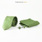 Textured Emerald Green Diamond Tie, Square & Cufflink Set TS-1073