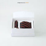 Black & Red Striped Tie Gift Set: Necktie, Pocket Square & Cufflinks TS-1075 - Image 3