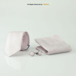 Blush Pink Paisley Tie Gift Set – 3pc Wedding Necktie, Pocket Square & Cufflinks TS-1077