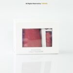 Crimson Red Micro-Pattern Tie Gift Set – 3pc Premium Silk Necktie, Pocket Square & Cufflinks TS-1079 - Image 2