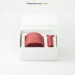 Crimson Red Micro-Pattern Tie Gift Set – 3pc Premium Silk Necktie, Pocket Square & Cufflinks TS-1079 - Image 3