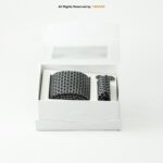 Charcoal Geo Dobby Tie Gift Set – 3pc Premium Silk Necktie, Pocket Square & Cufflinks TS-1080 - Image 3