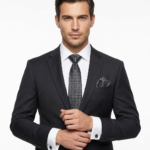 light gray pocket square Tie Gift Set – 3pc Premium Silk Necktie, Pocket Square & Cufflinks TS-1080