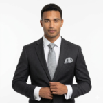 light gray pocket square Tie Gift Set – 3pc Premium Silk Necktie, Pocket Square & Cufflinks TS-1080