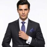 Blue Dotted necktie Patterned Tie Gift Set – 3pc Premium Silk Necktie, Pocket Square & Cufflinks TS-1093