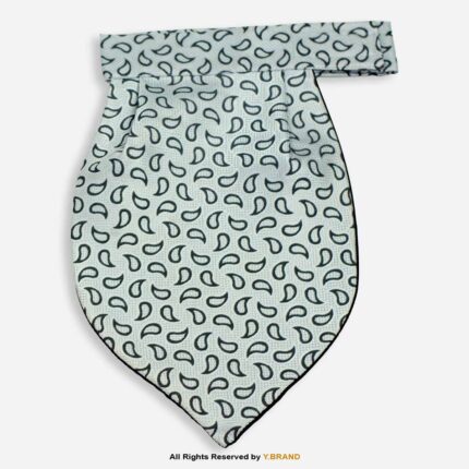 PREFOLD Grey & Black Paisley Men's Neck Scarf, Pocket Square Set-NS-1032
