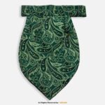 PREFOLD Emerald Green Paisley Men's Neck Scarf, Pocket Square Set-NS-1033