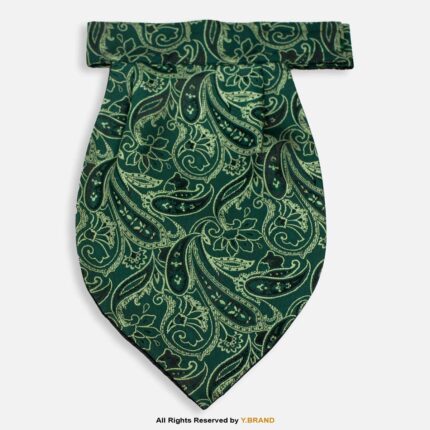 PREFOLD Emerald Green Paisley Men's Neck Scarf, Pocket Square Set-NS-1033