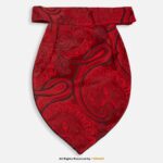 PREFOLD Crimson Red Paisley Men's Neck Scarf, Pocket Square Set-NS-1034