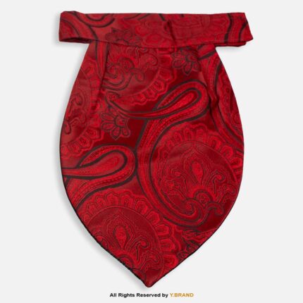 PREFOLD Crimson Red Paisley Men's Neck Scarf, Pocket Square Set-NS-1034