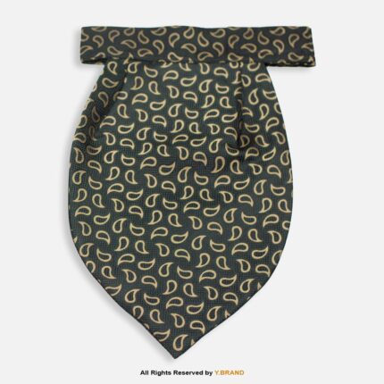 PREFOLD Gold & Black Paisley Men's Neck Scarf, Pocket Square Set-NS-1036