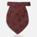 PREFOLD Black & Red Damask Men's Neck Scarf, Pocket Square Set-NS-1037