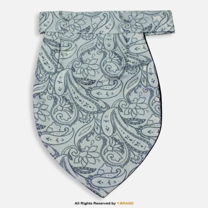 PREFOLD Ice Blue Paisley Men's Neck Scarf, Pocket Square Set-NS-1038