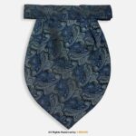 PREFOLD Royal Blue Paisley Men's Neck Scarf, Pocket Square Set-NS-1040