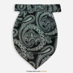 PREFOLD Black & White Paisley Men's Neck Scarf, Pocket Square Set-NS-1042
