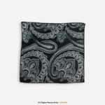 PREFOLD Black & White Paisley Men's Neck Scarf, Pocket Square Set-NS-1042 - Image 2