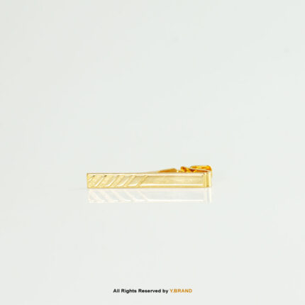 Diagonal Line Engraved Design Gold Tie Clip- TP-1122