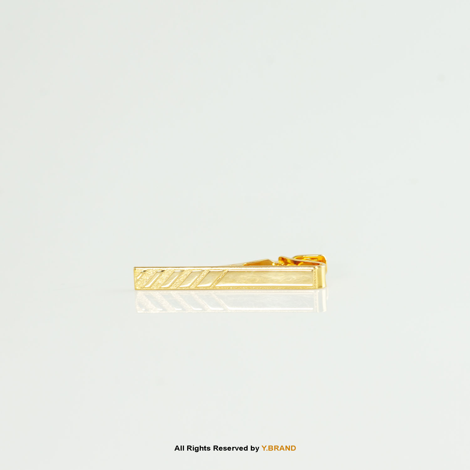 Diagonal Line Engraved Design Gold Tie Clip- TP-1122
