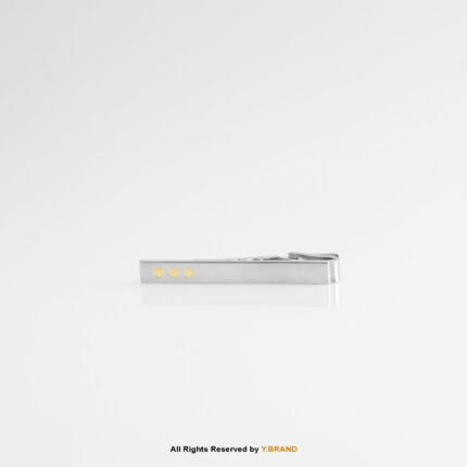 Silver-Toned Gold Dot Accents Tie Clip- TP-1126