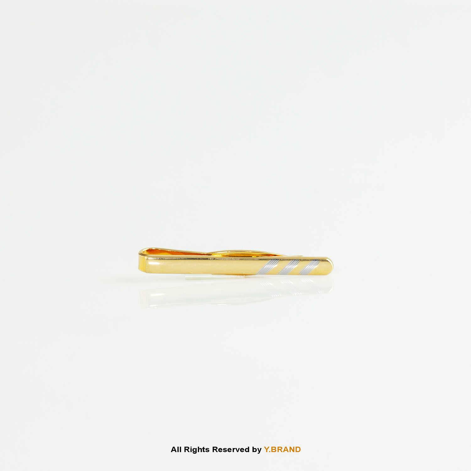 Gold-Plated Silver Diagonal Stripe Tie Clip- TP-1128