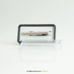 Sylish Two-Tone Polished Metal Finish With Diagonal Gold Stripes Tie Clip- TP-1130 - Image 2